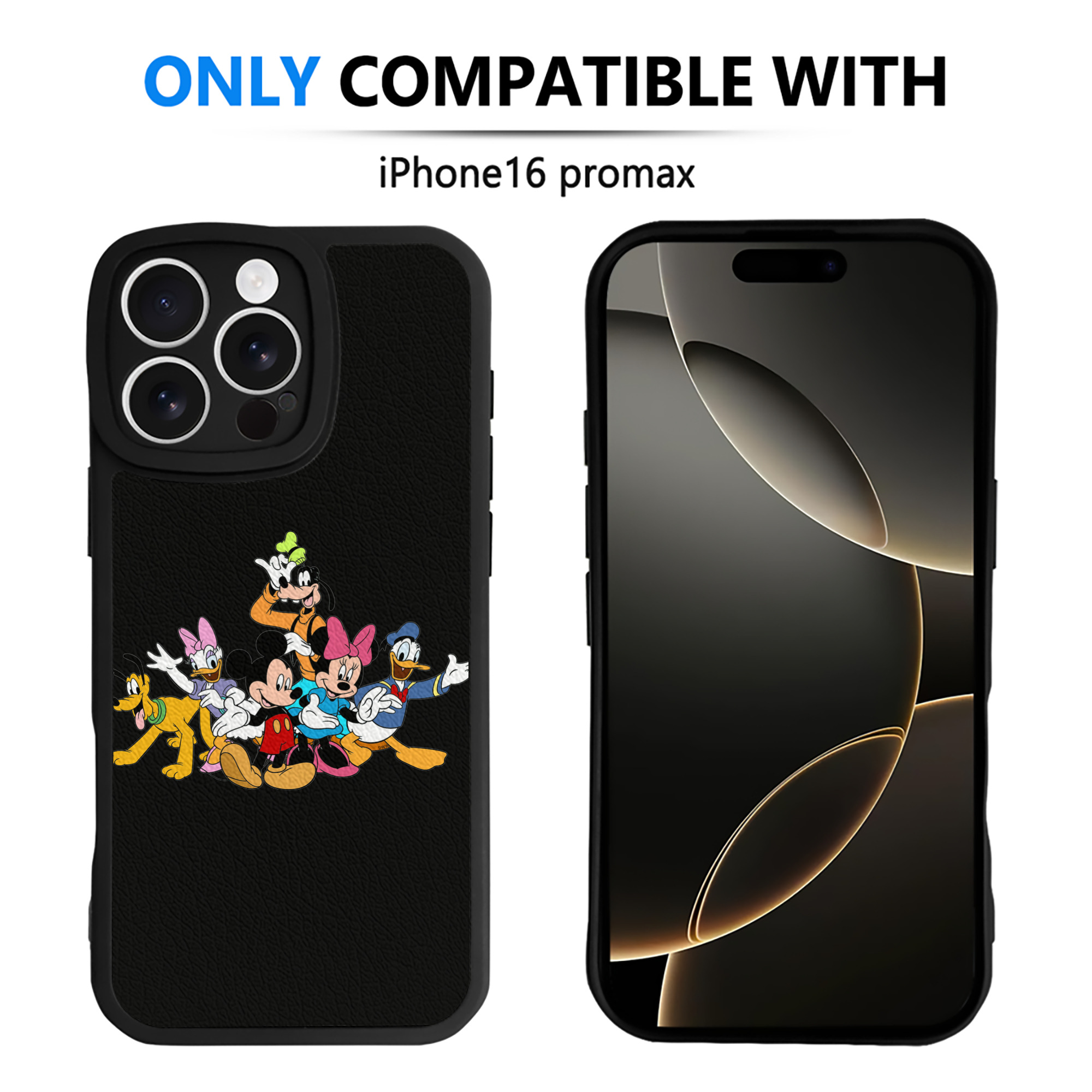 （画像用） ミッキーマウス Mickey Mouse 【iPhone 16シリーズ対応】シリコンスマホケース（レザー調） 材質：シリコン
